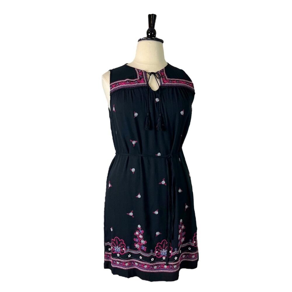 Kelly Renee Black Pink Embroidered Dress Western Boho Festival NWT Size Large